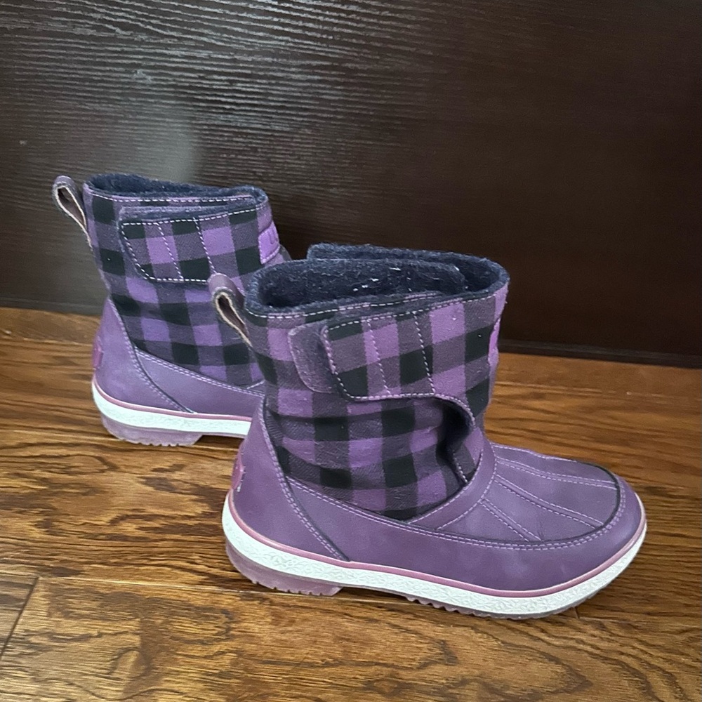 UGG Kids Purple and Black Plaid Boots